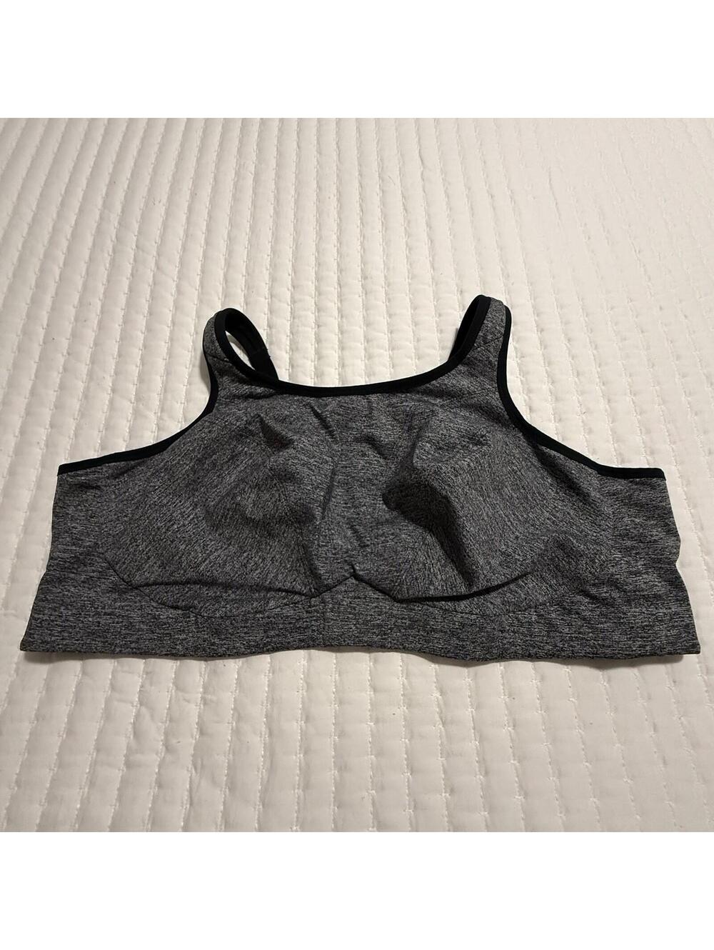 Goddess Sport 44DDD Soft Cup Sports Bra GD6913PTH Pewter Heather Gray
